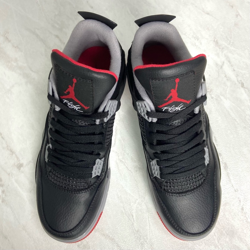 Men’s Retro 4 Bred Reimagined Black/Red Flight Mid-top Sneakers Shoes